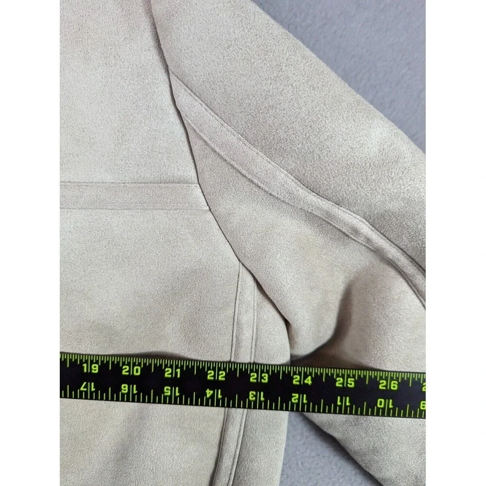 Zara Faux Leather‎ Fleece Coat Womens XL Double Faced Biker Aviator Jacket Boho - Picture 10 of 13